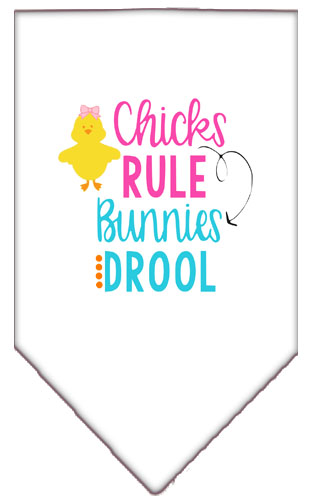 Chicks Rule Screen Print Bandana White Small